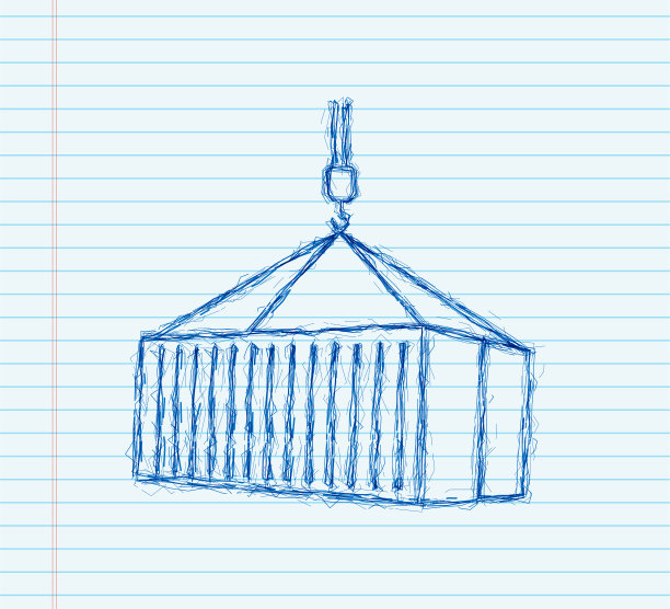 20和40英尺的红色货运集装箱。物流和运输。素描风格。向量股票插图图片下载