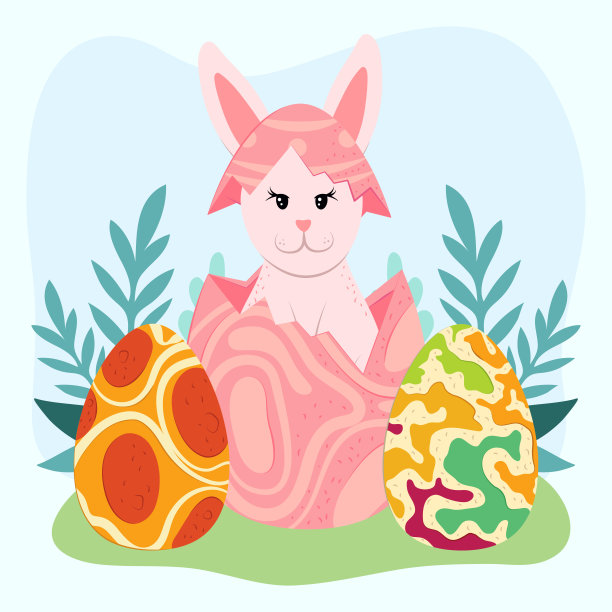 复活节彩蛋兔子图片下载