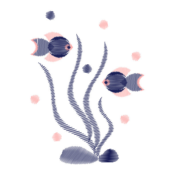 海底世界海底。海藻和鱼。刺绣针图片下载