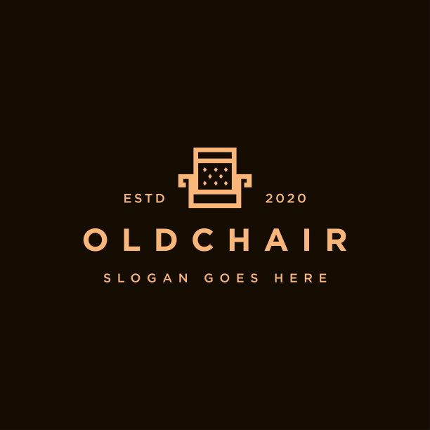 家具标志，椅子标志图标矢量模板上的黑色背景图片下载