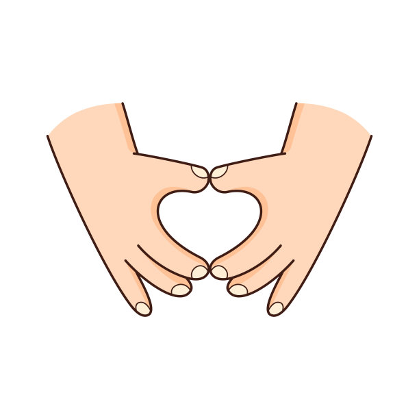 用手做心形标记。爱天贴纸。心的形状。情人节矢量插图图片下载