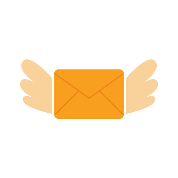 带翅膀的黄色信封。矢量图标，平面设计，eps 10。图片下载