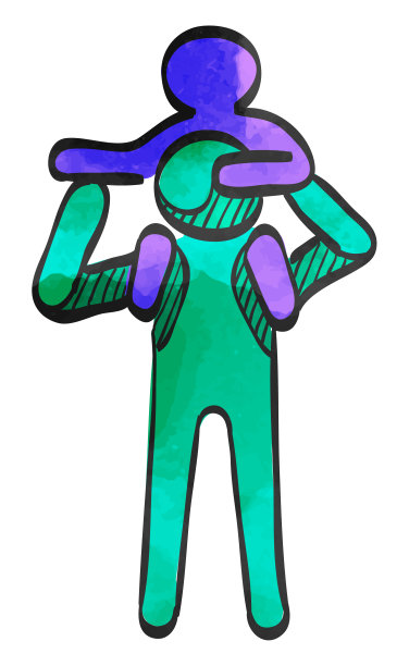 水彩风格图标的孩子和父母图片下载