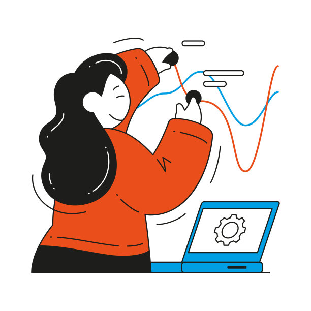 女商人优化公司财务营销战略规划过程与图表图片下载