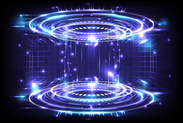 GUI和UI虚拟现实。传送门和全息图科学的未来。发光HUD投影仪中的科幻数字高科技。游戏幻想中的魔法门。圆传送讲台。占位符和空间图片下载