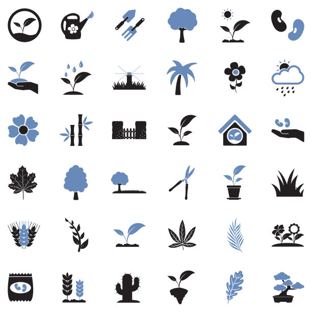 植物图标。双色调平面设计。矢量插图。图片下载