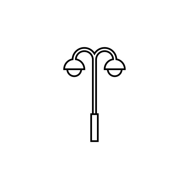 灯柱线图标，矢量轮廓标志孤立在白色背景上图片下载