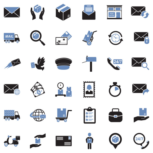 邮局图标。双色调平面设计。矢量插图。图片下载