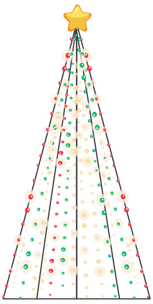 在白色背景上用星星点亮圣诞树图片下载