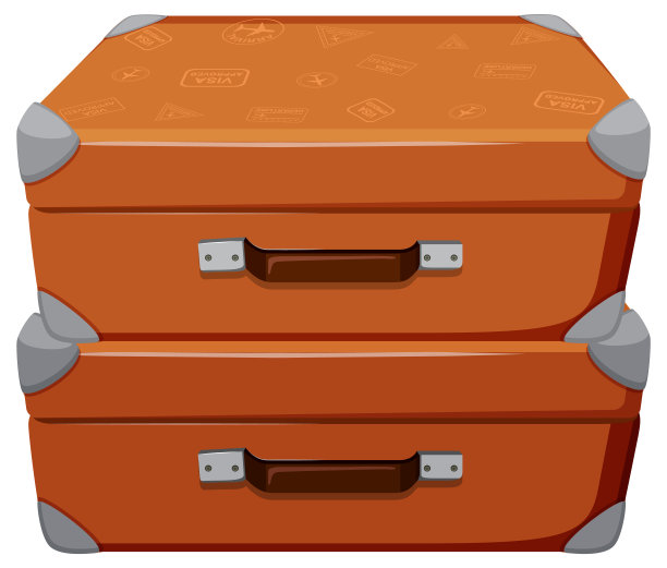 白色背景的复古皮箱图片下载