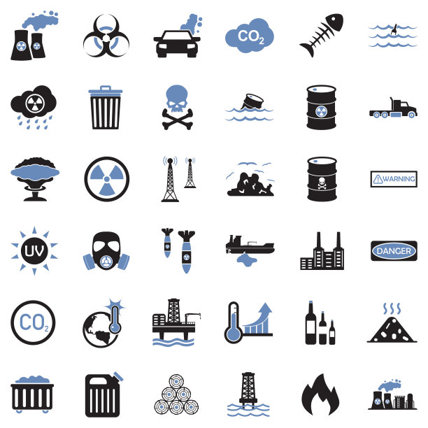 污染的图标。双色调平面设计。矢量插图。图片下载