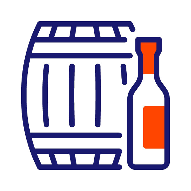 酒桶和瓶线图标图片下载