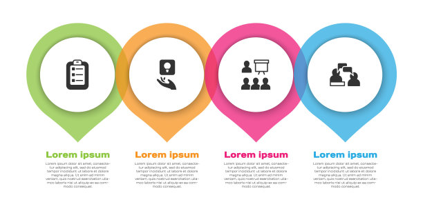 设定待办事项或计划，灯泡，培训，演示和两个坐着的男人谈话。业务信息模板。向量图片下载