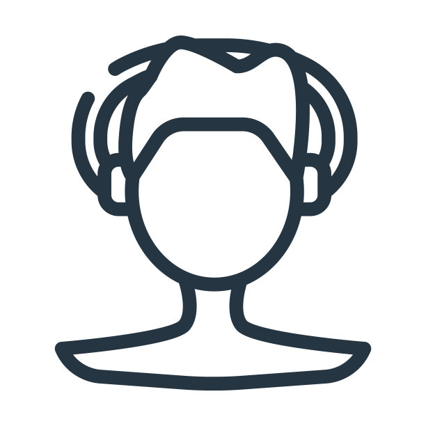 男孩带着耳机细线图标。男孩，面对线性图标从音乐概念孤立的轮廓符号。矢量插图符号元素的网页设计和应用程序。图片下载