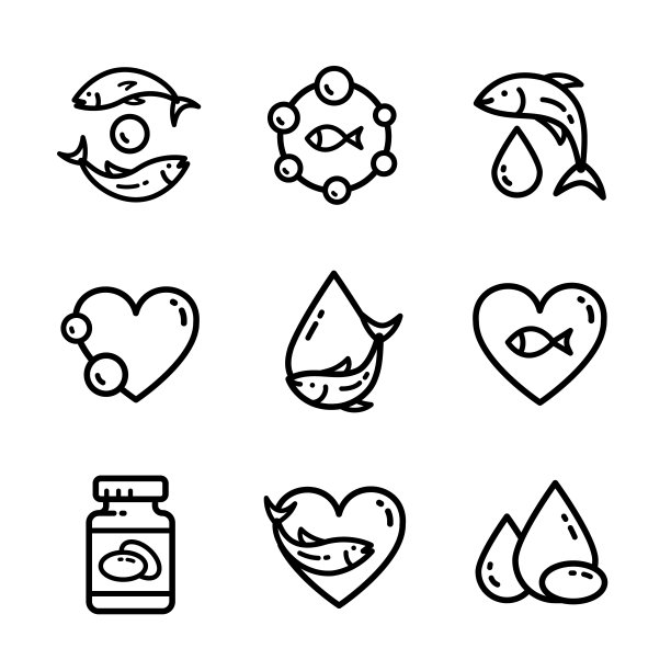 Omega 3图标logo设计。鱼油矢量设计图片下载