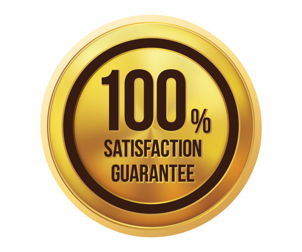 豪华黄金梯度100%满意保证徽章标签矢量插图图片下载