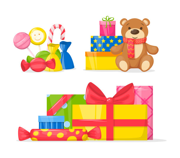 庆祝生日派对装饰设置卡通孤立向量图片下载