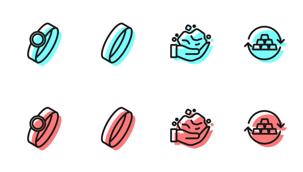 设置行金块，戒指，和交换金钱的图标。向量图片下载