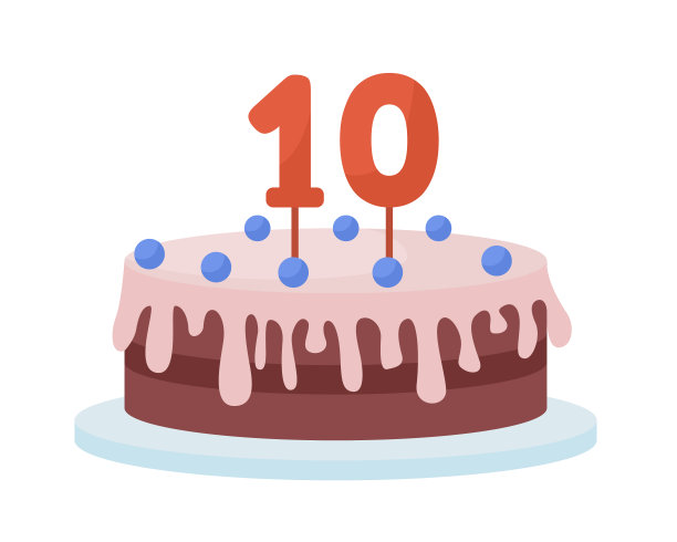 生日蛋糕与蜡烛半平坦的颜色矢量对象图片下载