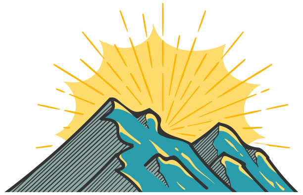 手绘山颜色矢量插图图片下载