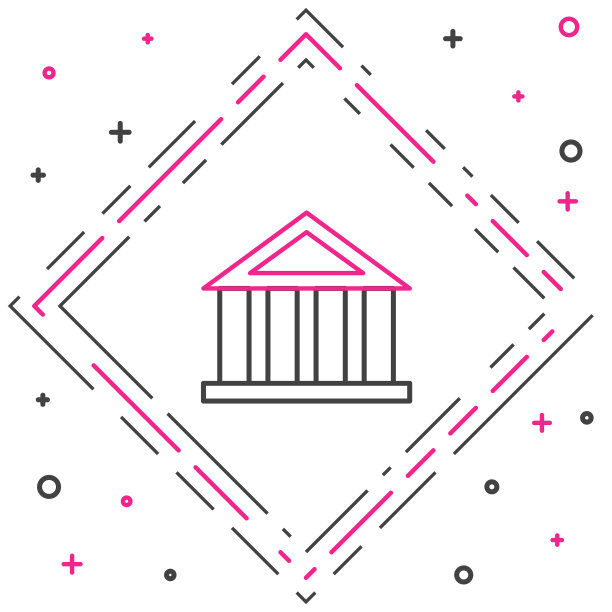 行银行建筑图标孤立在白色背景上。色彩斑斓的轮廓的概念。向量图片下载