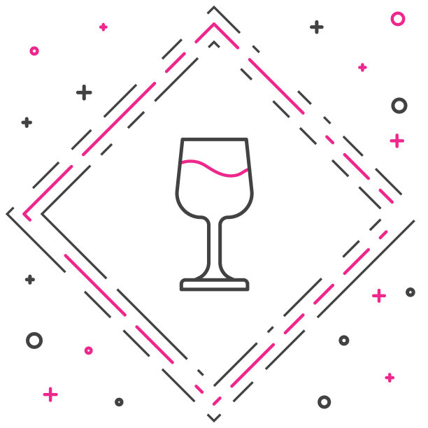 线葡萄酒玻璃图标孤立在白色背景。葡萄酒杯的迹象。色彩斑斓的轮廓的概念。向量图片下载