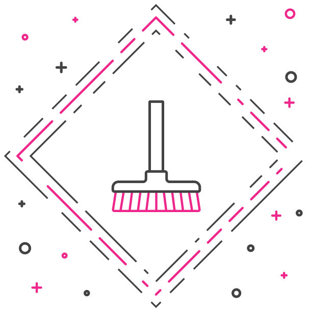 线处理扫帚图标孤立在白色背景上。清洁服务理念。色彩斑斓的轮廓的概念。向量图片下载