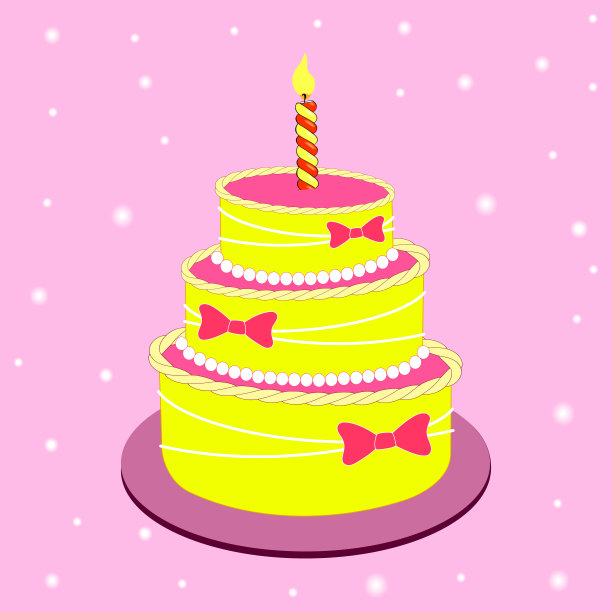 白底蜡烛生日蛋糕图片下载