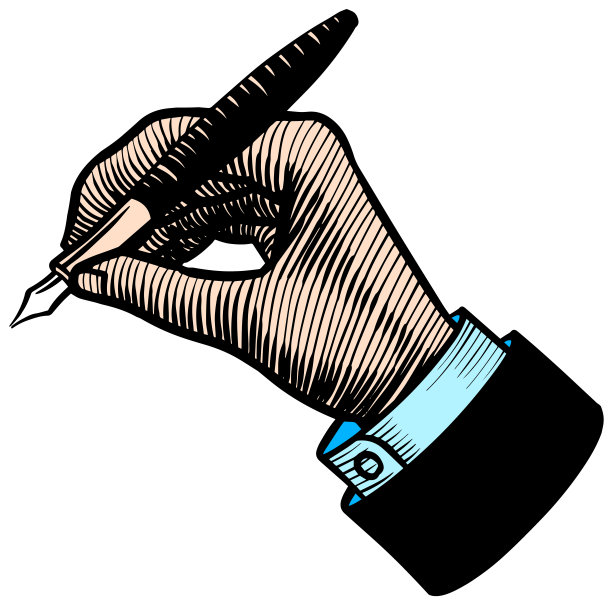 手握钢笔手绘颜色矢量插图图片下载