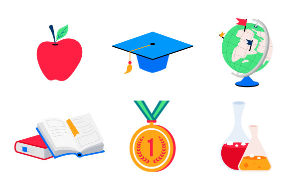 努力学习-现代平面设计单一孤立的图标集图片下载