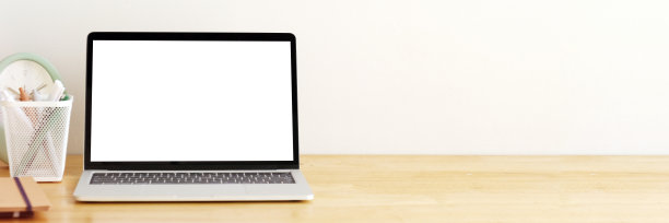 笔记本电脑屏幕模型，模板背景横幅，笔记本电脑空白屏幕，商务在线，电子商务，在线学习的概念图片下载