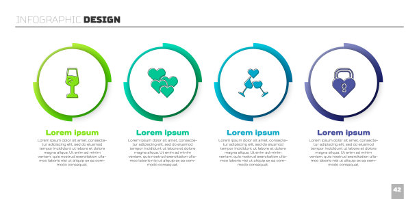 把香槟酒，心和城堡的形状设置成心。业务信息模板。向量图片下载