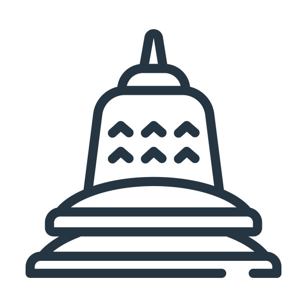 婆罗浮屠细线图标。建筑、地标的线性图标从纪念碑概念孤立的轮廓标志。矢量插图符号元素的网页设计和应用程序。图片下载