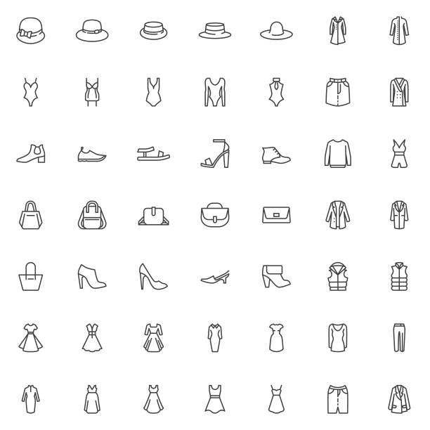女装和配饰线图标设置图片下载