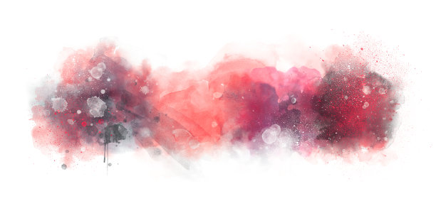 艺术水彩旗帜背景孤立在白色油漆污渍，飞溅和流动。图片下载