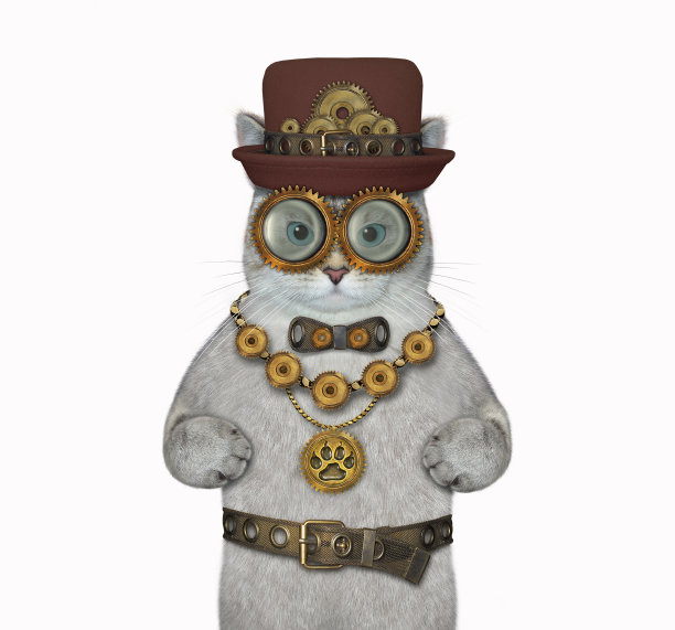 猫灰穿着蒸汽朋克服装图片下载