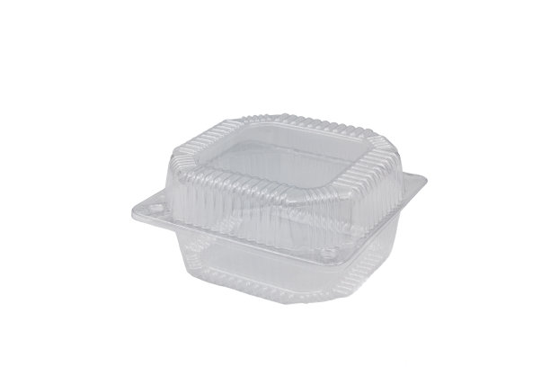 白色背景的透明塑料沙拉包装图片下载