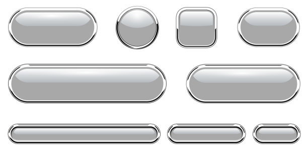 灰色闪亮按钮设置，光滑孤立的图标图片下载