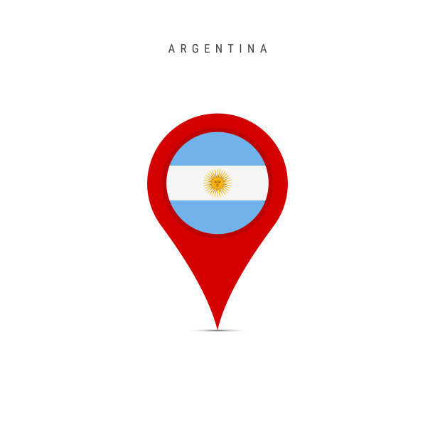 带有阿根廷国旗的泪滴地图标记。平面矢量插图孤立在白色上图片下载