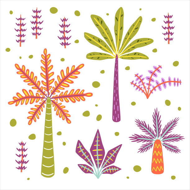 色彩鲜艳的手掌和裤子。矢量平面插图集合图片下载