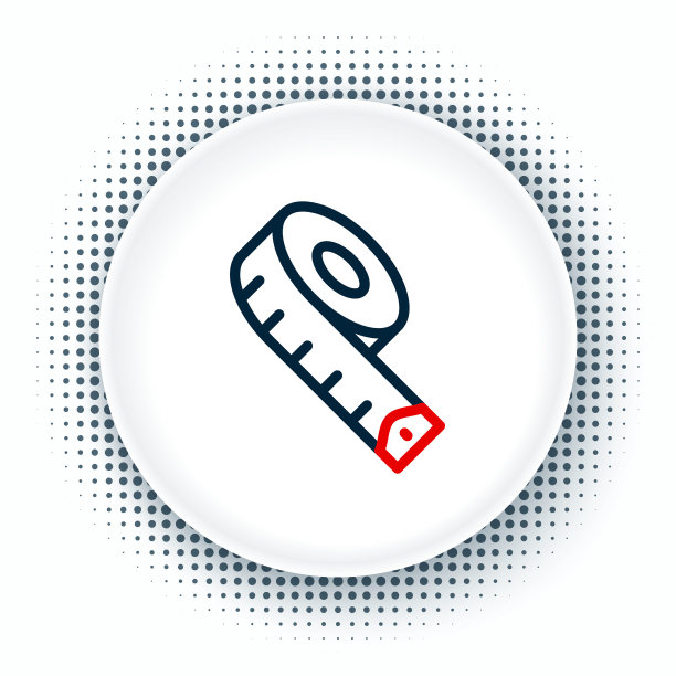 线测量带图标孤立在白色背景上。卷尺。色彩斑斓的轮廓的概念。向量图片下载