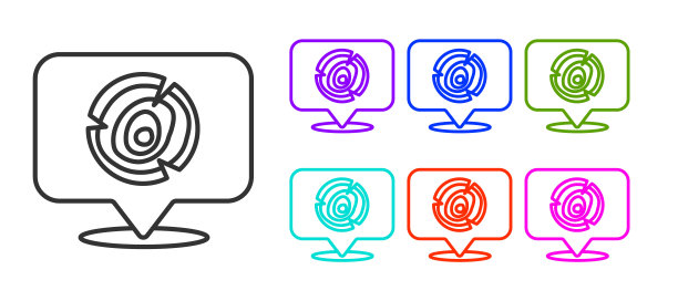 黑色线条木制原木图标孤立在白色背景上。堆柴火。设置图标丰富多彩。向量图片下载