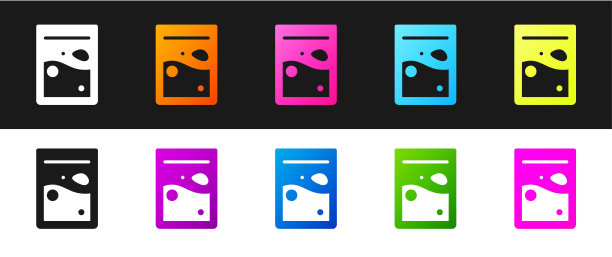 设置塑料袋的药物图标孤立在黑白背景上。健康危险。向量图片下载