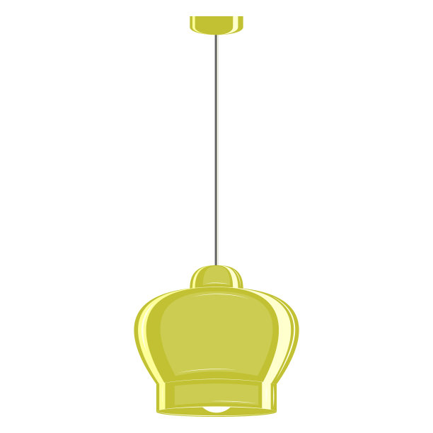 天花板上的灯。灯罩形状复杂，颜色黄绿。时尚室内的灯具设计。矢量图标，平面，卡通，颜色，孤立图片下载