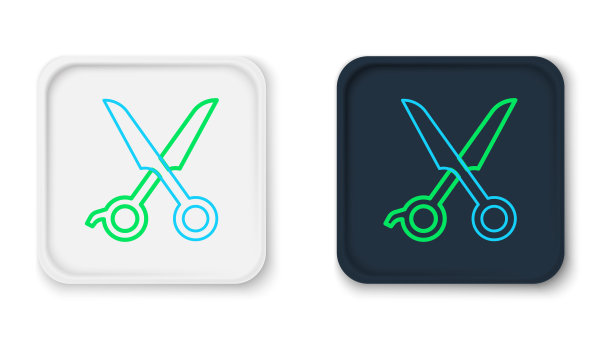 线剪发型师图标孤立在白色背景。美发师、时尚沙龙、理发店招牌。理发店的标志。色彩斑斓的轮廓的概念。向量图片下载