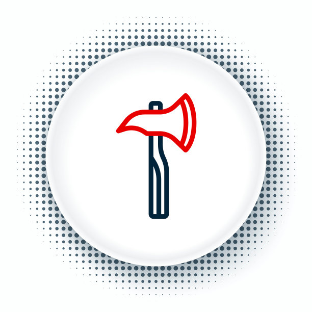 线消防员斧头图标孤立在白色背景上。消防斧。色彩斑斓的轮廓的概念。向量图片下载