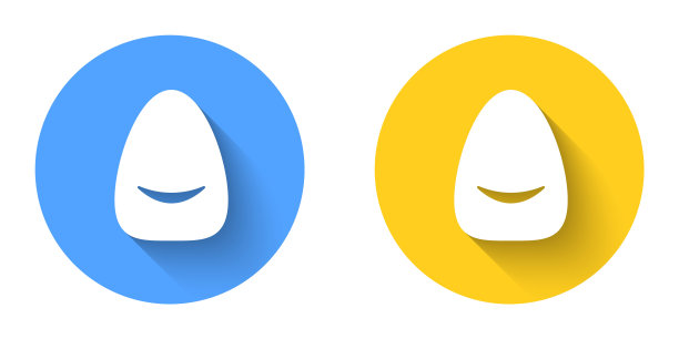 白色蒲团图标孤立与长阴影背景。柔软的椅子。座位上的包。舒适的家具椅。圆按钮。向量图片下载