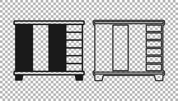 黑色衣柜图标孤立在透明的背景。橱柜的迹象。向量图片下载