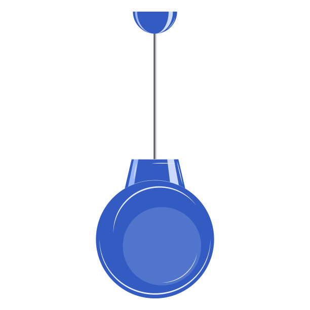 天花板上的灯。蓝色的圆灯罩。时尚室内的灯具设计。矢量图标，平面，卡通，颜色，孤立图片下载