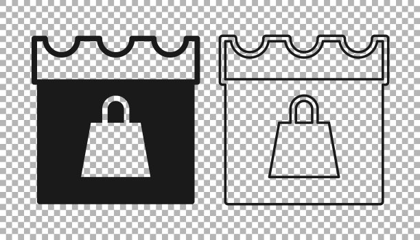 黑色购物日图标孤立在透明的背景上。向量图片下载
